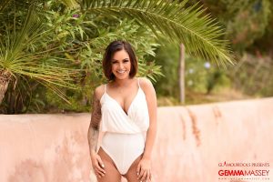 Gemma Massey Strips White Bodysuit Nudes